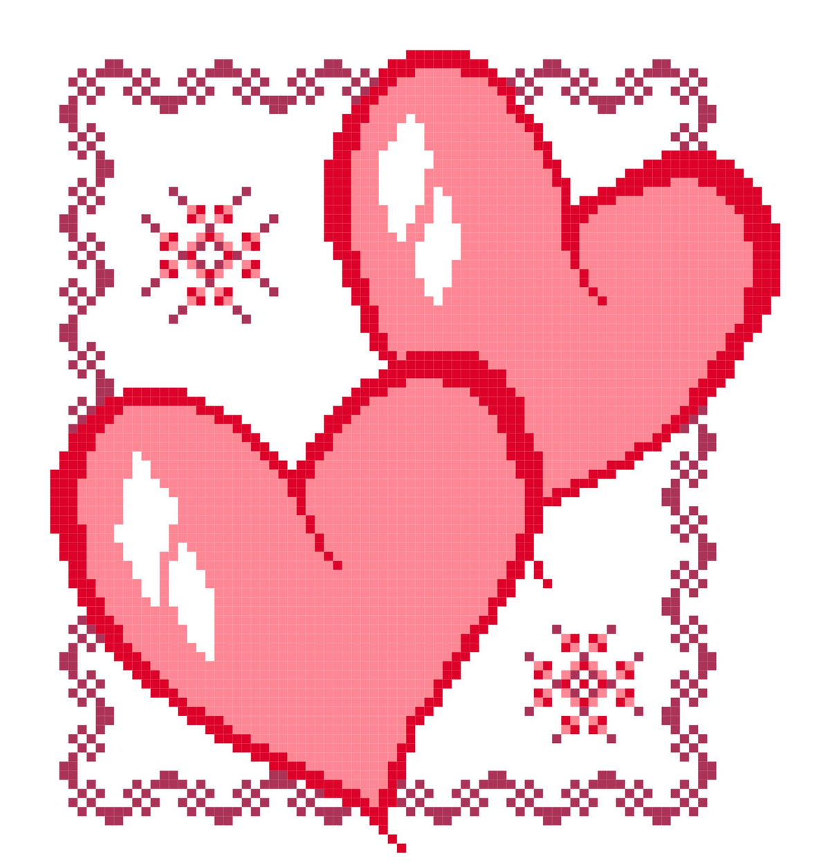 2 Simple hearts with a frame , Free of charge 14ct