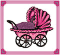 Pink Vintage Baby Pram — 14-Count Cross Stitch Sample